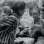 東京本所被服廠横内の避難民<br>Rare photograph of evacuees in the Honjo Clothing Depot before the fires<br>Source: Postcard