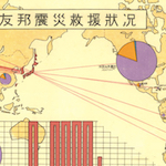 海外友邦震災救援状況<br>Map illustrating foreign aid to Japan following the earthquake<br>Source: 帝都復興事業大観, 1930
