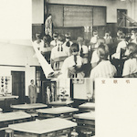 唱歌室, 理科室<br>Ogawa Primary School: Music room (right) and science classroom (left)<br>Source: 復興校舎落成記念, 1928