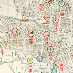 東京市復興公園並大東京公園計画図<br>Map illustrating location of small and large parks in reconstructed Tokyo, and plans for future parks<br>Source: 帝都復興事業大観, 1930