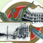 Postcard illustrating Chiyoda Primary School, Nihonbashi. Issued to commemorate the Emperor's visit to the reconstructed school on 24 March 1930.<br>Source: Postcard, 1930